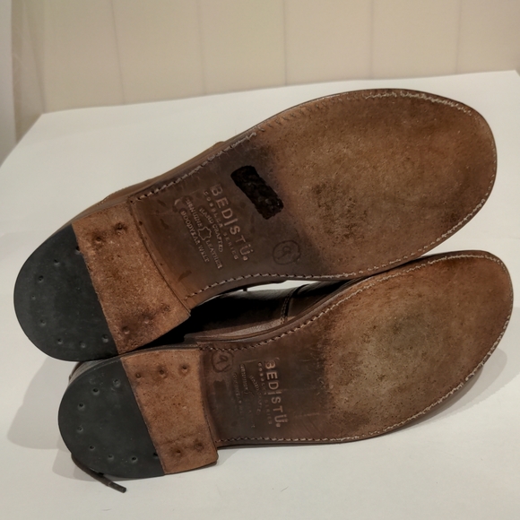 Brown distressed leather oxfords w/ goodyear welt handmade by cobbler men US 9 - Picture 10 of 12